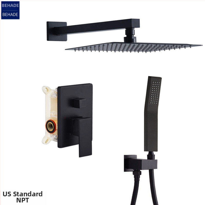 Paslėpta dušo sistema, varinis korpusas, lietaus funkcija, kvadratinė forma, modelis 079 US Gauge