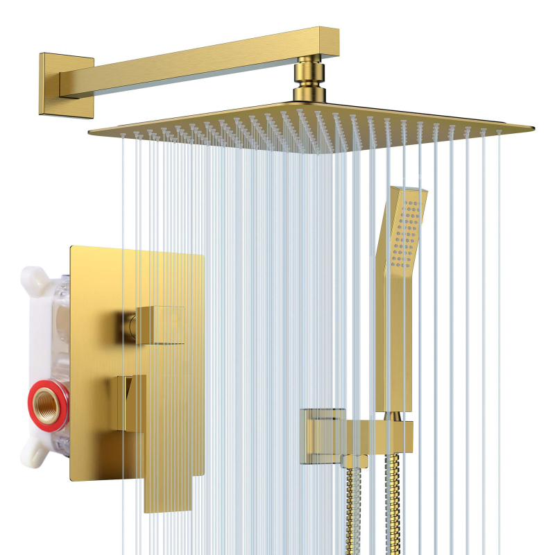 Paslėpta dušo sistema, varinis korpusas, lietaus funkcija, kvadratinė forma, modelis 079 US Gauge