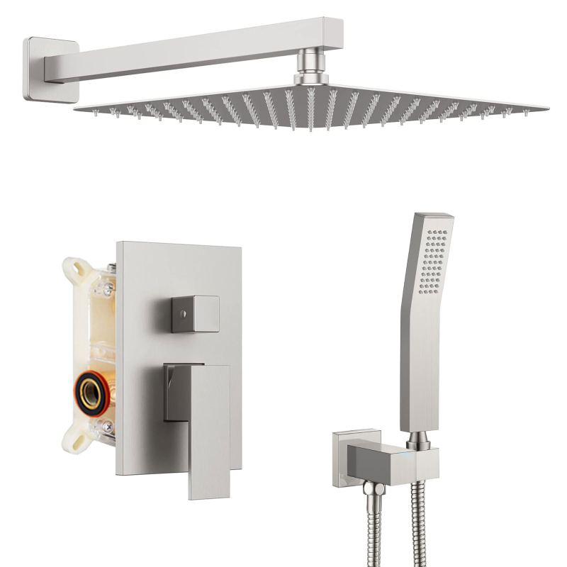 Paslėpta dušo sistema, varinis korpusas, lietaus funkcija, kvadratinė forma, modelis 079 US Gauge