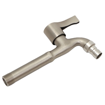 Βρύση τοίχου από κράμα ψευδαργύρου με εσωτερικό πυρήνα βαλβίδας χαλκού, κατάλληλη για πλυντήριο, μπαλκόνι και νιπτήρα, 0–90°C, 1 bar, συνδέσεις εισόδου/εξόδου 4/6, μοντέλο JY-064, φινίρισμα με γραμμές