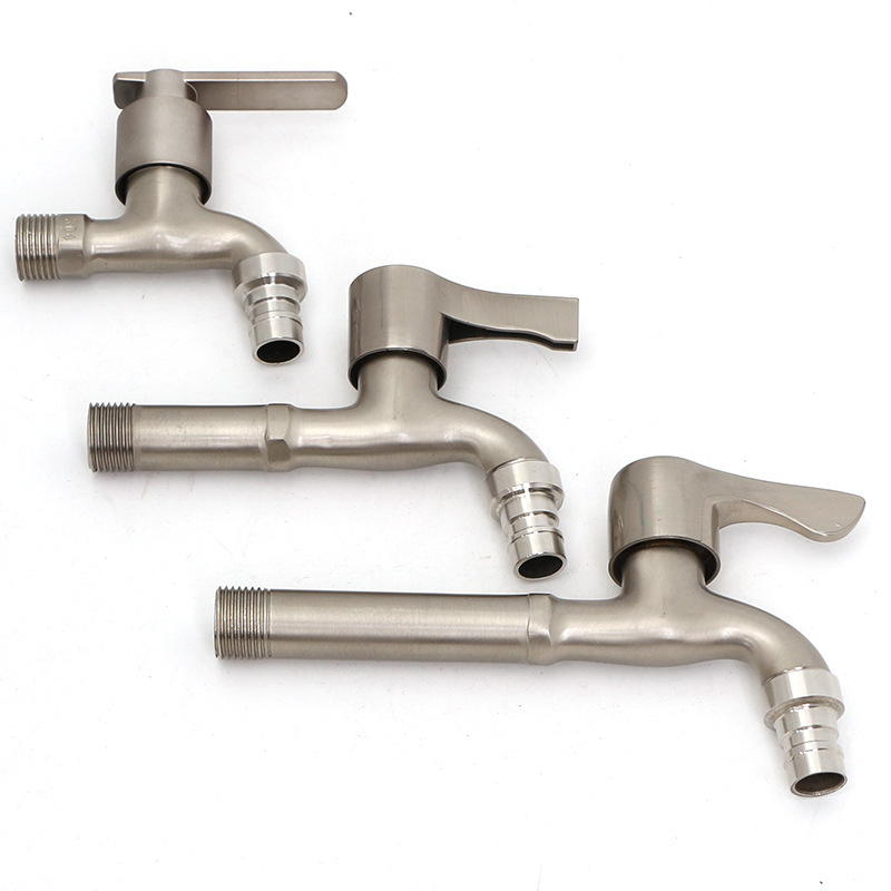 Βρύση τοίχου από κράμα ψευδαργύρου με εσωτερικό πυρήνα βαλβίδας χαλκού, κατάλληλη για πλυντήριο, μπαλκόνι και νιπτήρα, 0–90°C, 1 bar, συνδέσεις εισόδου/εξόδου 4/6, μοντέλο JY-064, φινίρισμα με γραμμές