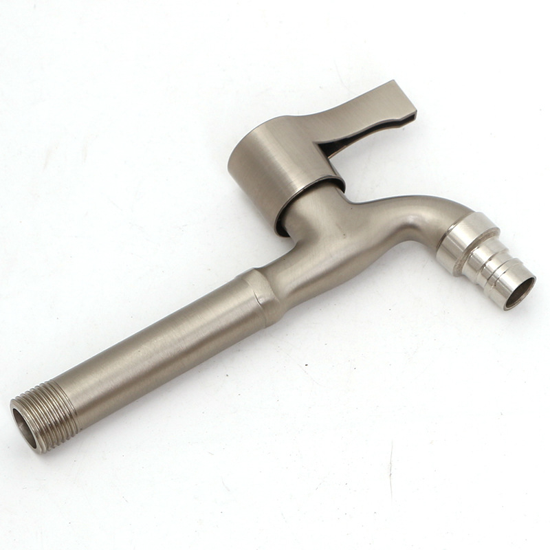 Βρύση τοίχου από κράμα ψευδαργύρου με εσωτερικό πυρήνα βαλβίδας χαλκού, κατάλληλη για πλυντήριο, μπαλκόνι και νιπτήρα, 0–90°C, 1 bar, συνδέσεις εισόδου/εξόδου 4/6, μοντέλο JY-064, φινίρισμα με γραμμές