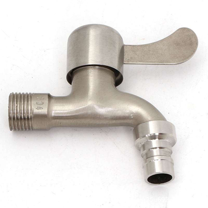 Βρύση τοίχου από κράμα ψευδαργύρου με εσωτερικό πυρήνα βαλβίδας χαλκού, κατάλληλη για πλυντήριο, μπαλκόνι και νιπτήρα, 0–90°C, 1 bar, συνδέσεις εισόδου/εξόδου 4/6, μοντέλο JY-064, φινίρισμα με γραμμές