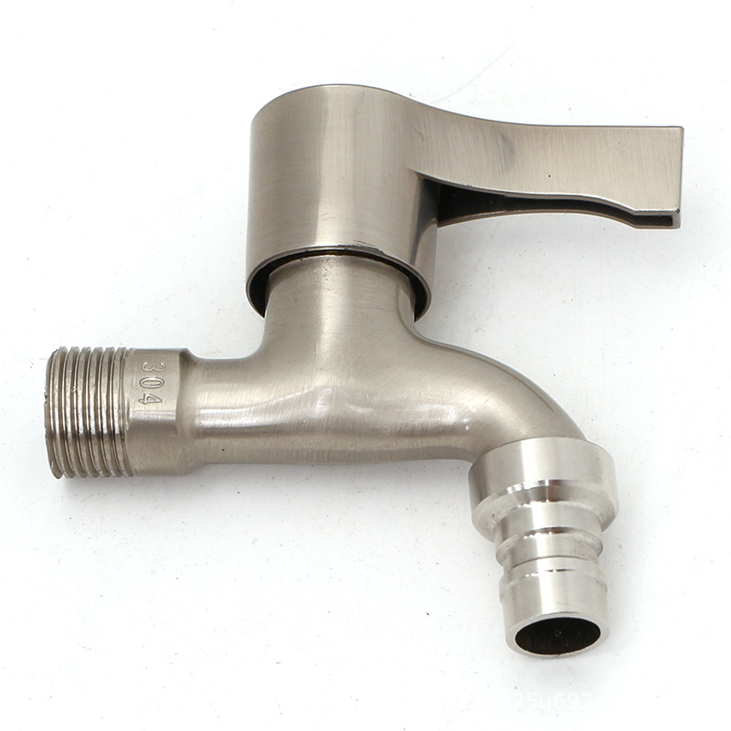 Βρύση τοίχου από κράμα ψευδαργύρου με εσωτερικό πυρήνα βαλβίδας χαλκού, κατάλληλη για πλυντήριο, μπαλκόνι και νιπτήρα, 0–90°C, 1 bar, συνδέσεις εισόδου/εξόδου 4/6, μοντέλο JY-064, φινίρισμα με γραμμές