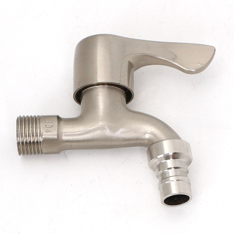 Βρύση τοίχου από κράμα ψευδαργύρου με εσωτερικό πυρήνα βαλβίδας χαλκού, κατάλληλη για πλυντήριο, μπαλκόνι και νιπτήρα, 0–90°C, 1 bar, συνδέσεις εισόδου/εξόδου 4/6, μοντέλο JY-064, φινίρισμα με γραμμές