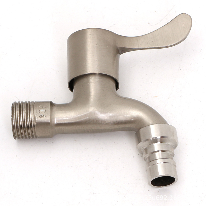 Βρύση τοίχου από κράμα ψευδαργύρου με εσωτερικό πυρήνα βαλβίδας χαλκού, κατάλληλη για πλυντήριο, μπαλκόνι και νιπτήρα, 0–90°C, 1 bar, συνδέσεις εισόδου/εξόδου 4/6, μοντέλο JY-064, φινίρισμα με γραμμές