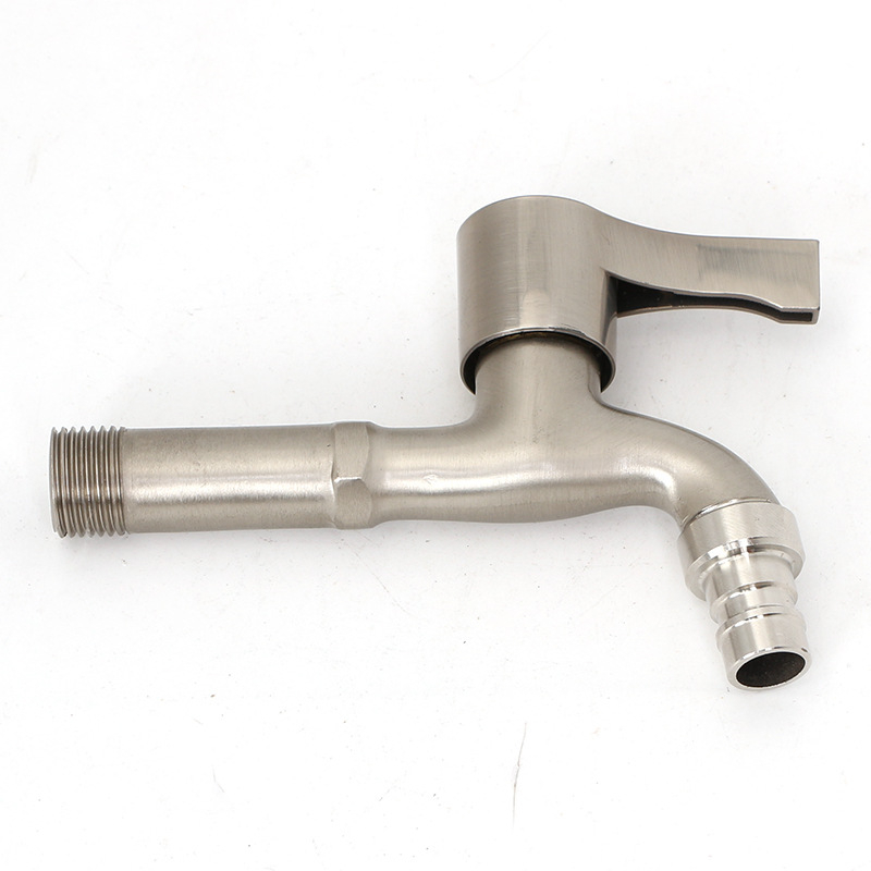 Βρύση τοίχου από κράμα ψευδαργύρου με εσωτερικό πυρήνα βαλβίδας χαλκού, κατάλληλη για πλυντήριο, μπαλκόνι και νιπτήρα, 0–90°C, 1 bar, συνδέσεις εισόδου/εξόδου 4/6, μοντέλο JY-064, φινίρισμα με γραμμές