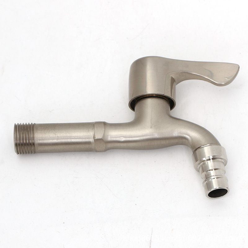 Βρύση τοίχου από κράμα ψευδαργύρου με εσωτερικό πυρήνα βαλβίδας χαλκού, κατάλληλη για πλυντήριο, μπαλκόνι και νιπτήρα, 0–90°C, 1 bar, συνδέσεις εισόδου/εξόδου 4/6, μοντέλο JY-064, φινίρισμα με γραμμές