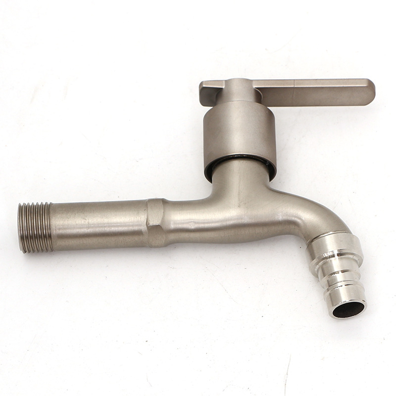 Βρύση τοίχου από κράμα ψευδαργύρου με εσωτερικό πυρήνα βαλβίδας χαλκού, κατάλληλη για πλυντήριο, μπαλκόνι και νιπτήρα, 0–90°C, 1 bar, συνδέσεις εισόδου/εξόδου 4/6, μοντέλο JY-064, φινίρισμα με γραμμές