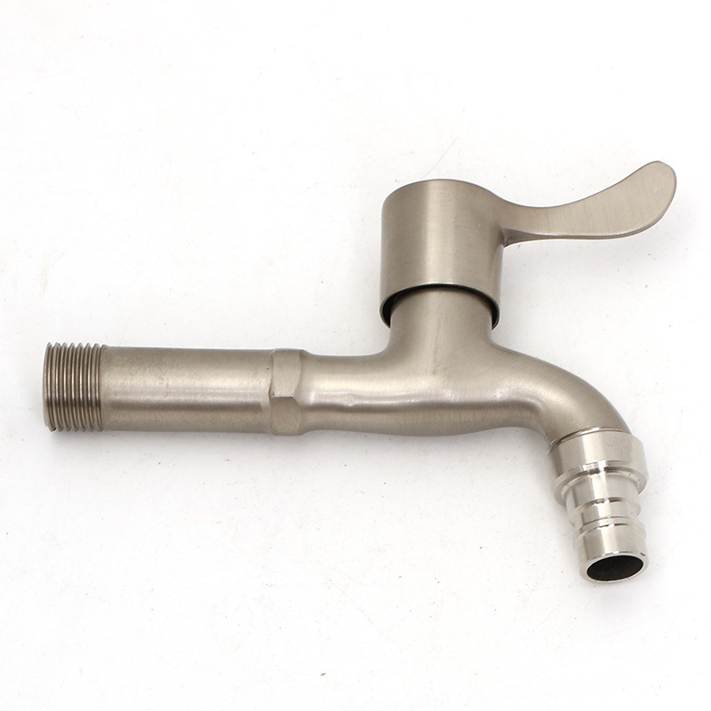 Βρύση τοίχου από κράμα ψευδαργύρου με εσωτερικό πυρήνα βαλβίδας χαλκού, κατάλληλη για πλυντήριο, μπαλκόνι και νιπτήρα, 0–90°C, 1 bar, συνδέσεις εισόδου/εξόδου 4/6, μοντέλο JY-064, φινίρισμα με γραμμές