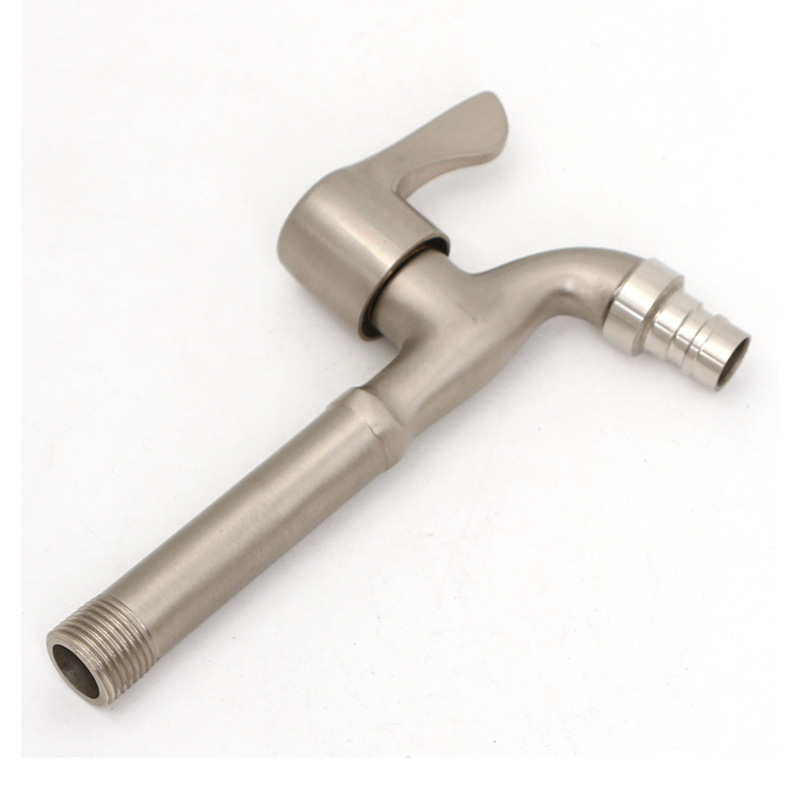 Βρύση τοίχου από κράμα ψευδαργύρου με εσωτερικό πυρήνα βαλβίδας χαλκού, κατάλληλη για πλυντήριο, μπαλκόνι και νιπτήρα, 0–90°C, 1 bar, συνδέσεις εισόδου/εξόδου 4/6, μοντέλο JY-064, φινίρισμα με γραμμές