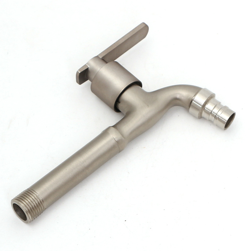 Βρύση τοίχου από κράμα ψευδαργύρου με εσωτερικό πυρήνα βαλβίδας χαλκού, κατάλληλη για πλυντήριο, μπαλκόνι και νιπτήρα, 0–90°C, 1 bar, συνδέσεις εισόδου/εξόδου 4/6, μοντέλο JY-064, φινίρισμα με γραμμές