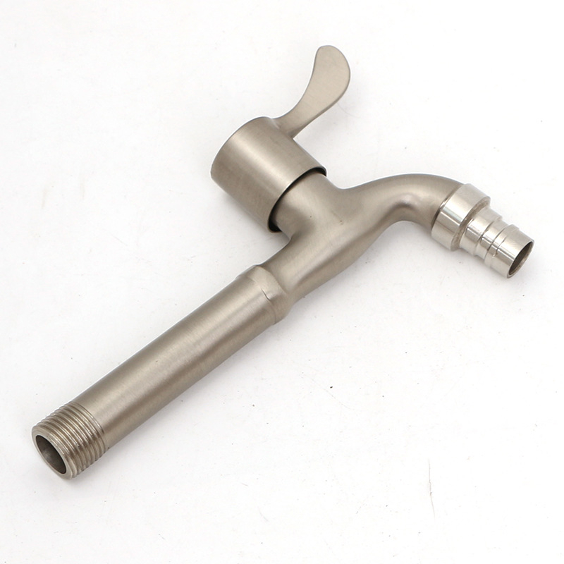 Βρύση τοίχου από κράμα ψευδαργύρου με εσωτερικό πυρήνα βαλβίδας χαλκού, κατάλληλη για πλυντήριο, μπαλκόνι και νιπτήρα, 0–90°C, 1 bar, συνδέσεις εισόδου/εξόδου 4/6, μοντέλο JY-064, φινίρισμα με γραμμές