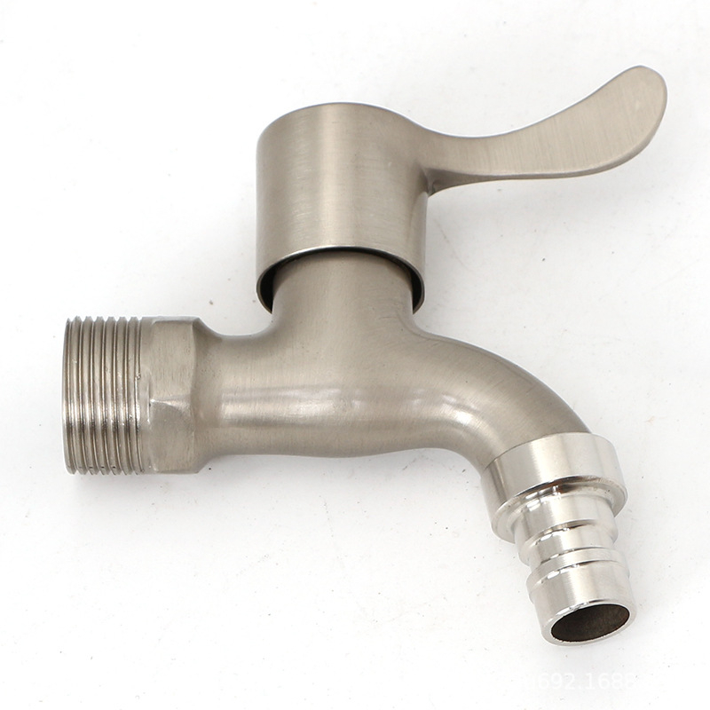 Βρύση τοίχου από κράμα ψευδαργύρου με εσωτερικό πυρήνα βαλβίδας χαλκού, κατάλληλη για πλυντήριο, μπαλκόνι και νιπτήρα, 0–90°C, 1 bar, συνδέσεις εισόδου/εξόδου 4/6, μοντέλο JY-064, φινίρισμα με γραμμές