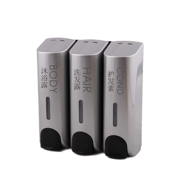 Dozatorius muilui ir vonios/šampūno dėžutė – ABS, 500 g, injekcinis formavimas, šiuolaikinis minimalistinis stilius, rankinis spaudimas