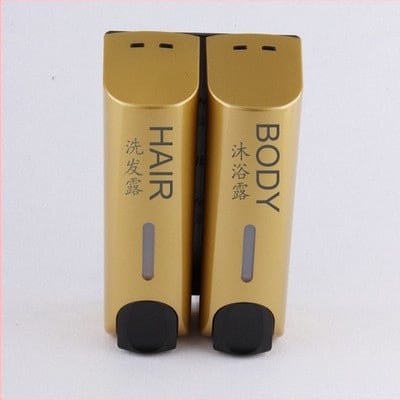 Dozatorius muilui ir vonios/šampūno dėžutė – ABS, 500 g, injekcinis formavimas, šiuolaikinis minimalistinis stilius, rankinis spaudimas