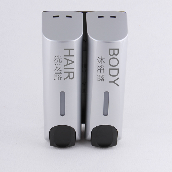 Dozatorius muilui ir vonios/šampūno dėžutė – ABS, 500 g, injekcinis formavimas, šiuolaikinis minimalistinis stilius, rankinis spaudimas