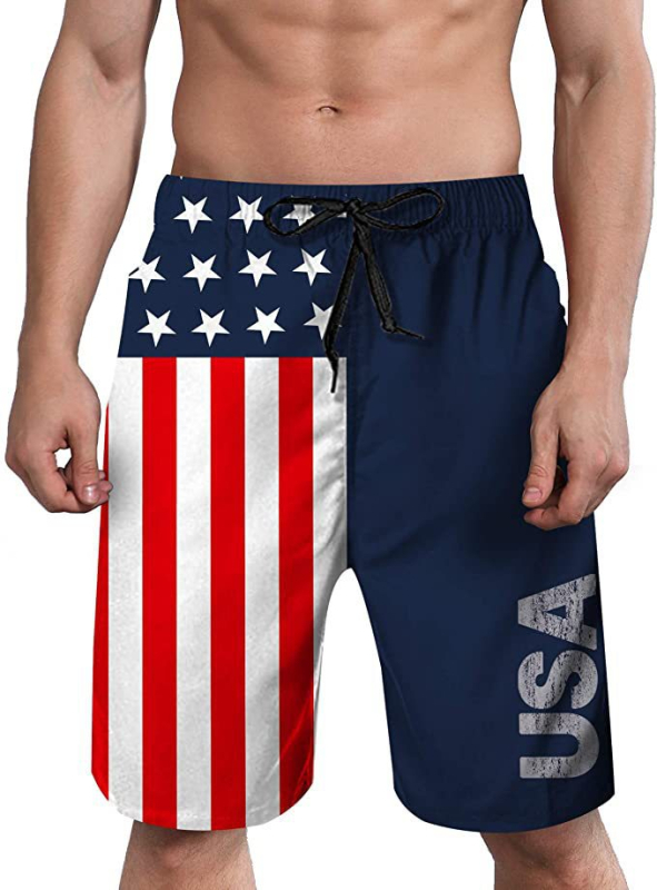 Ανδρικά μαγιό παραλίας με 3D εκτύπωση, γρήγορο στέγνωμα, Καλοκαίρι 2023, πολυεστέρας 80% σε ανάμειξη χημικών ινών, μινιμαλιστικό σχέδιο