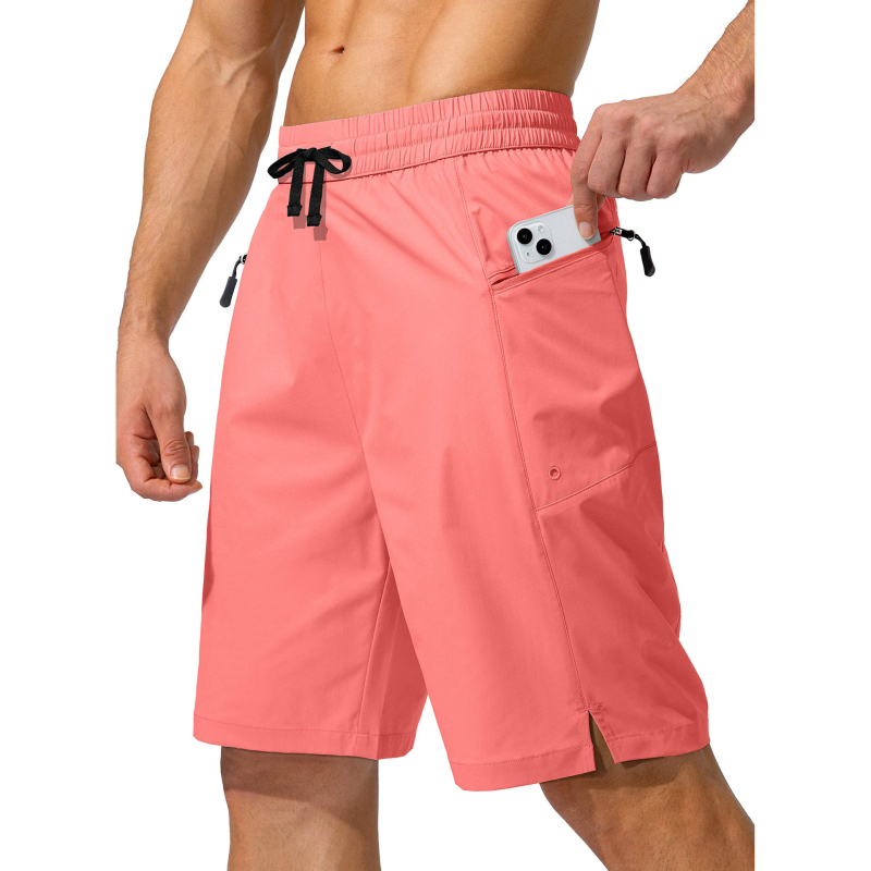 Ανδρικά σορτς παραλίας με γρήγορο στέγνωμα, επένδυση, μεσαίας μέσης ζώνης, χαλαρή γραμμή, 92% πολυεστέρας + 8% ελαστάν