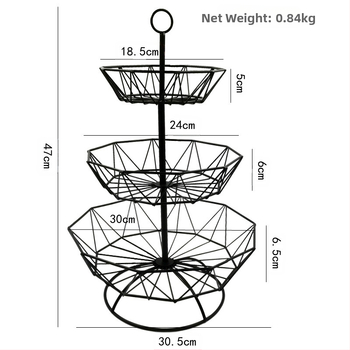 Кована железна кошница за плодове, нордичен трислоен дизайн, семпъл стил, за плодове, бонбони и сушени плодове, 2021 първокласно качество