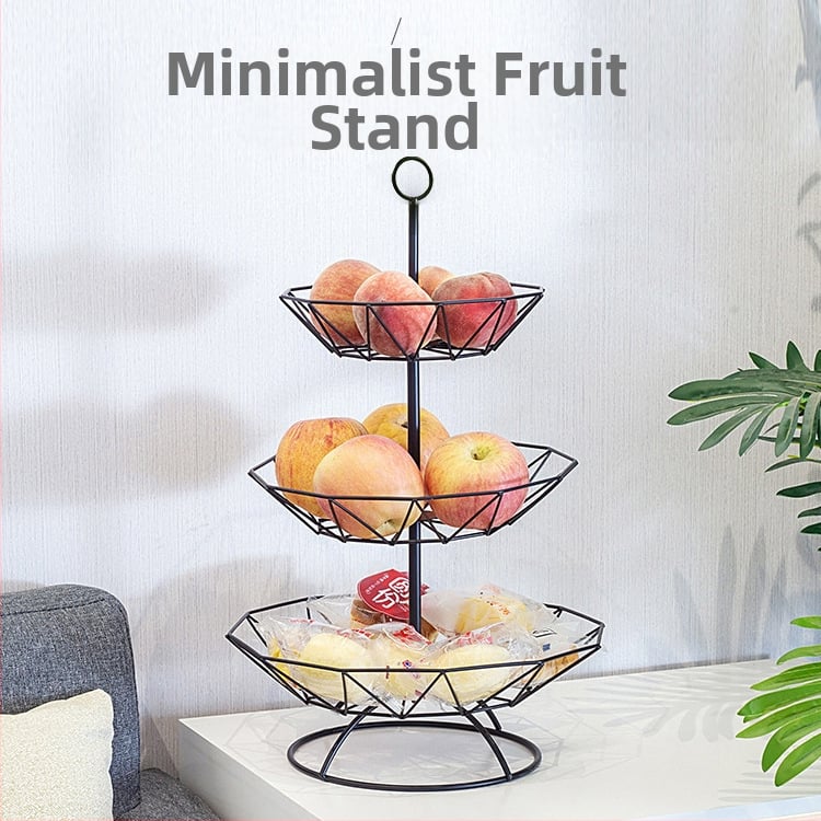 Кована железна кошница за плодове, нордичен трислоен дизайн, семпъл стил, за плодове, бонбони и сушени плодове, 2021 първокласно качество