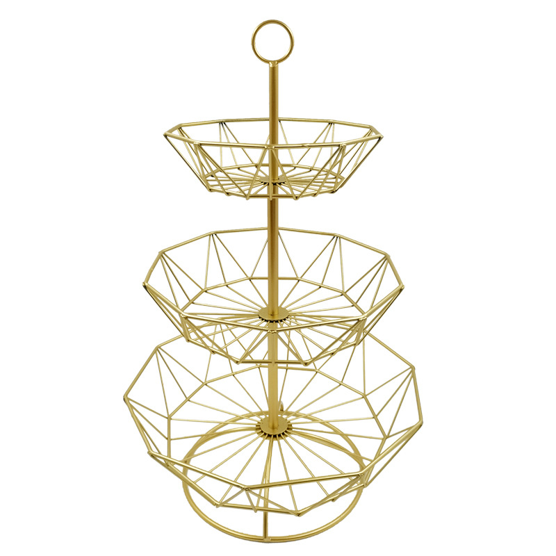 Кована железна кошница за плодове, нордичен трислоен дизайн, семпъл стил, за плодове, бонбони и сушени плодове, 2021 първокласно качество