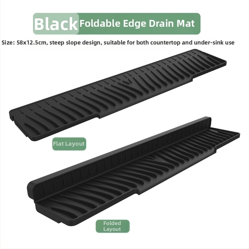 Kvadrātveida silikona drenāžas paliktnis izlietnei ar slīpo drenāžu un šļakstīšanās aizsardzību