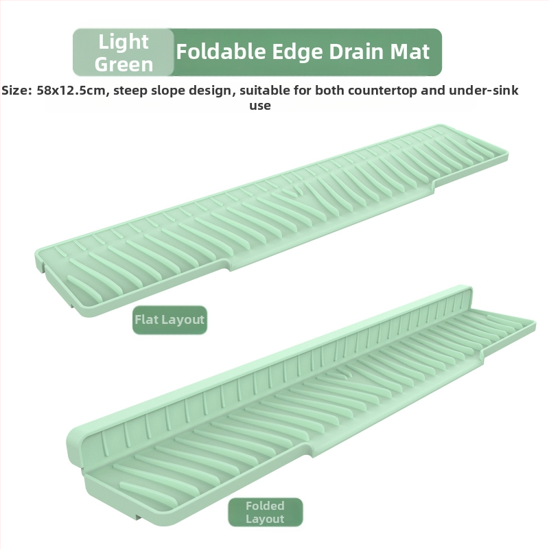 Kvadrātveida silikona drenāžas paliktnis izlietnei ar slīpo drenāžu un šļakstīšanās aizsardzību