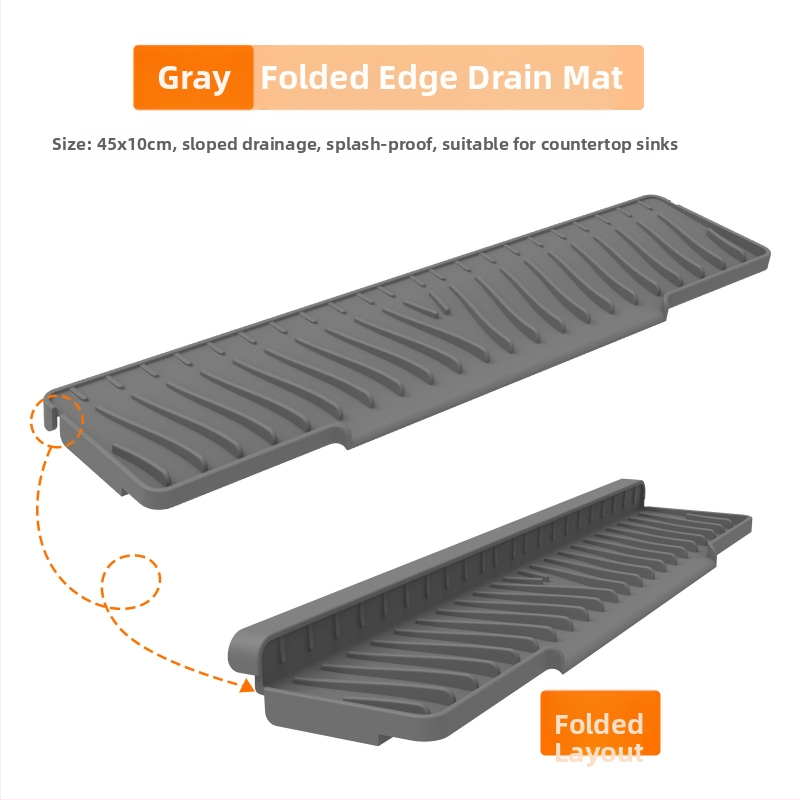 Kvadrātveida silikona drenāžas paliktnis izlietnei ar slīpo drenāžu un šļakstīšanās aizsardzību