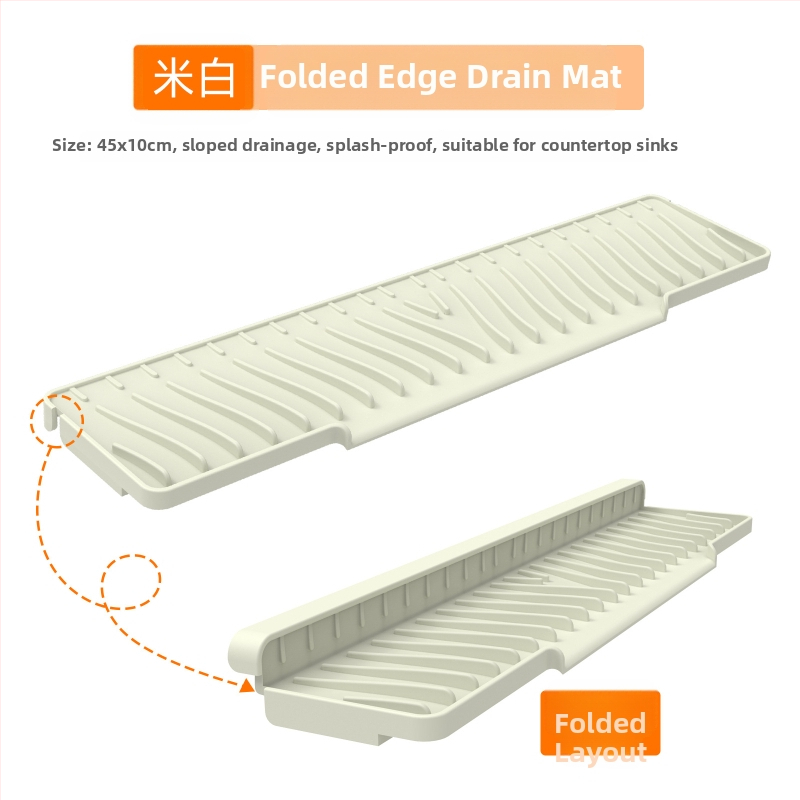 Kvadrātveida silikona drenāžas paliktnis izlietnei ar slīpo drenāžu un šļakstīšanās aizsardzību