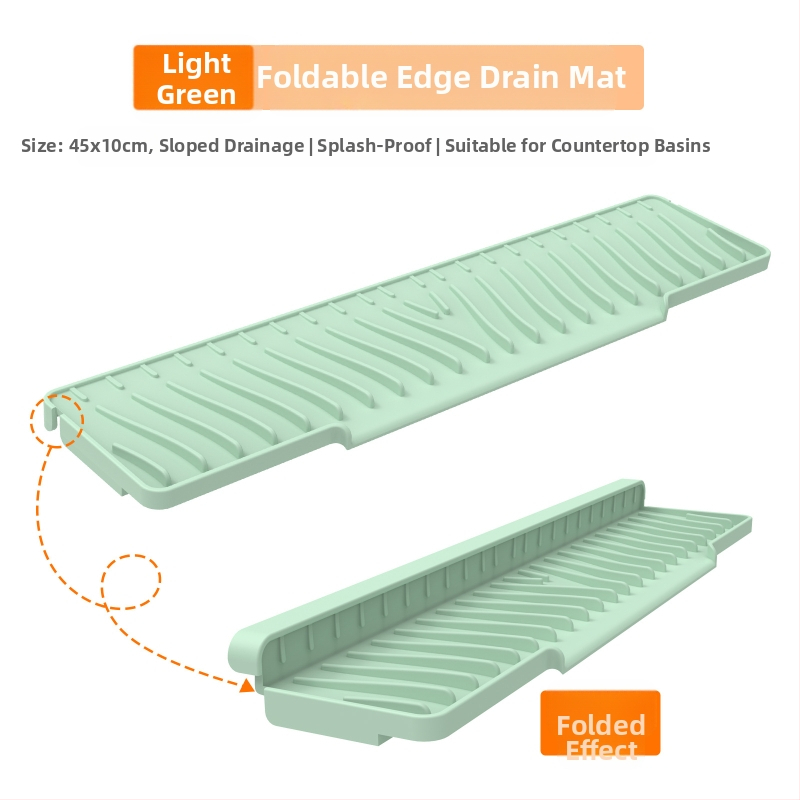Kvadrātveida silikona drenāžas paliktnis izlietnei ar slīpo drenāžu un šļakstīšanās aizsardzību