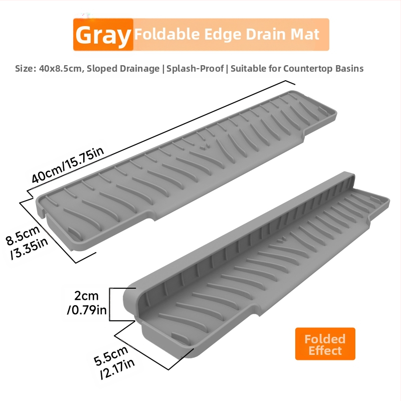 Kvadrātveida silikona drenāžas paliktnis izlietnei ar slīpo drenāžu un šļakstīšanās aizsardzību
