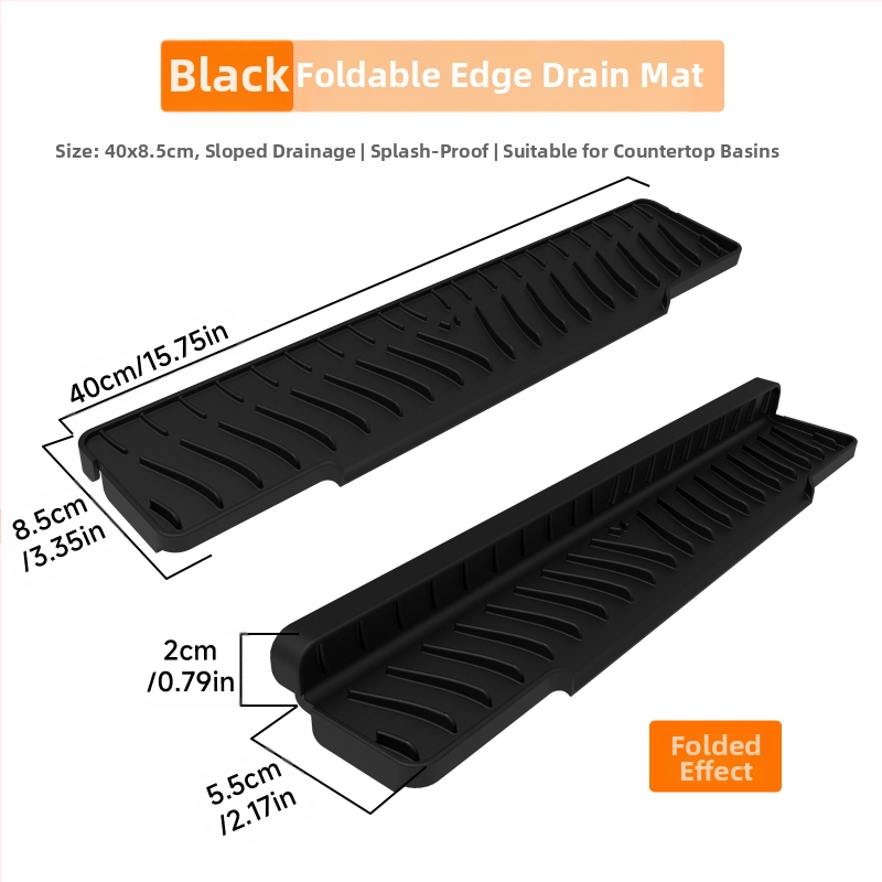 Kvadrātveida silikona drenāžas paliktnis izlietnei ar slīpo drenāžu un šļakstīšanās aizsardzību