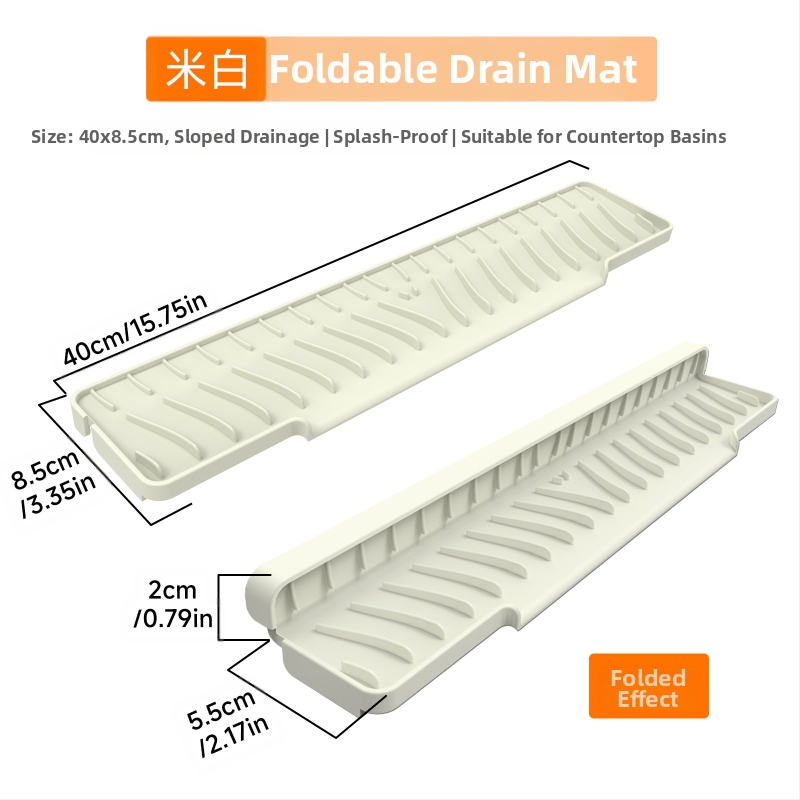 Kvadrātveida silikona drenāžas paliktnis izlietnei ar slīpo drenāžu un šļakstīšanās aizsardzību