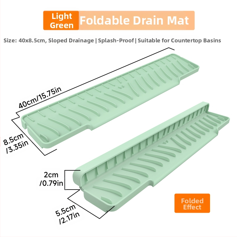 Kvadrātveida silikona drenāžas paliktnis izlietnei ar slīpo drenāžu un šļakstīšanās aizsardzību