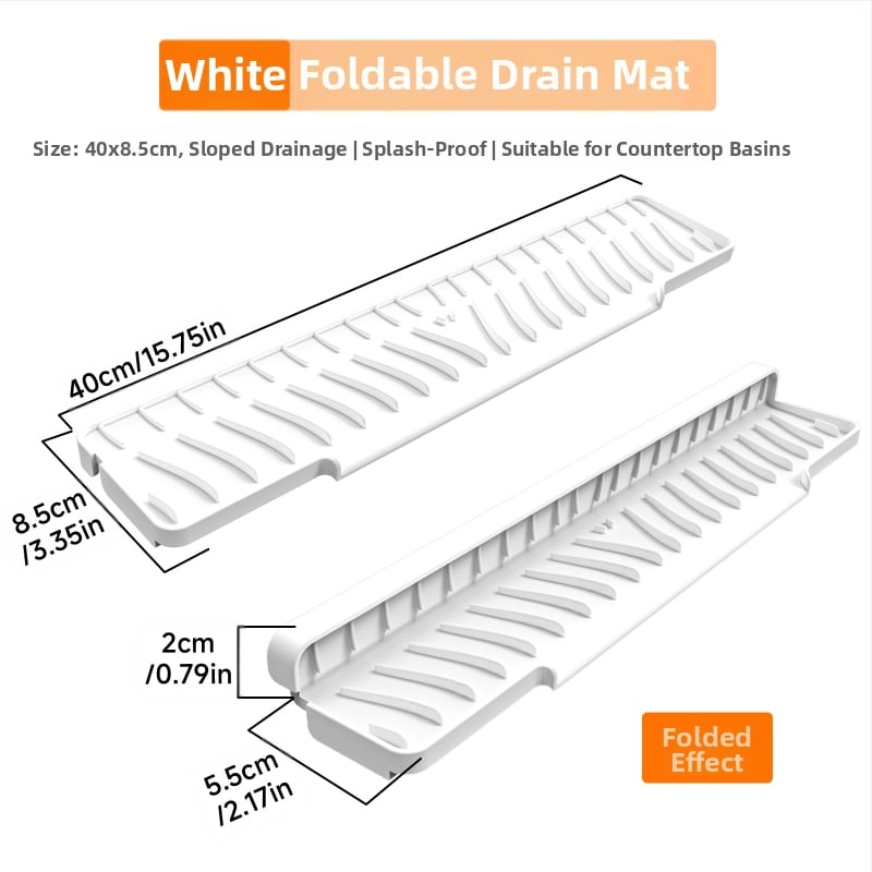 Kvadrātveida silikona drenāžas paliktnis izlietnei ar slīpo drenāžu un šļakstīšanās aizsardzību
