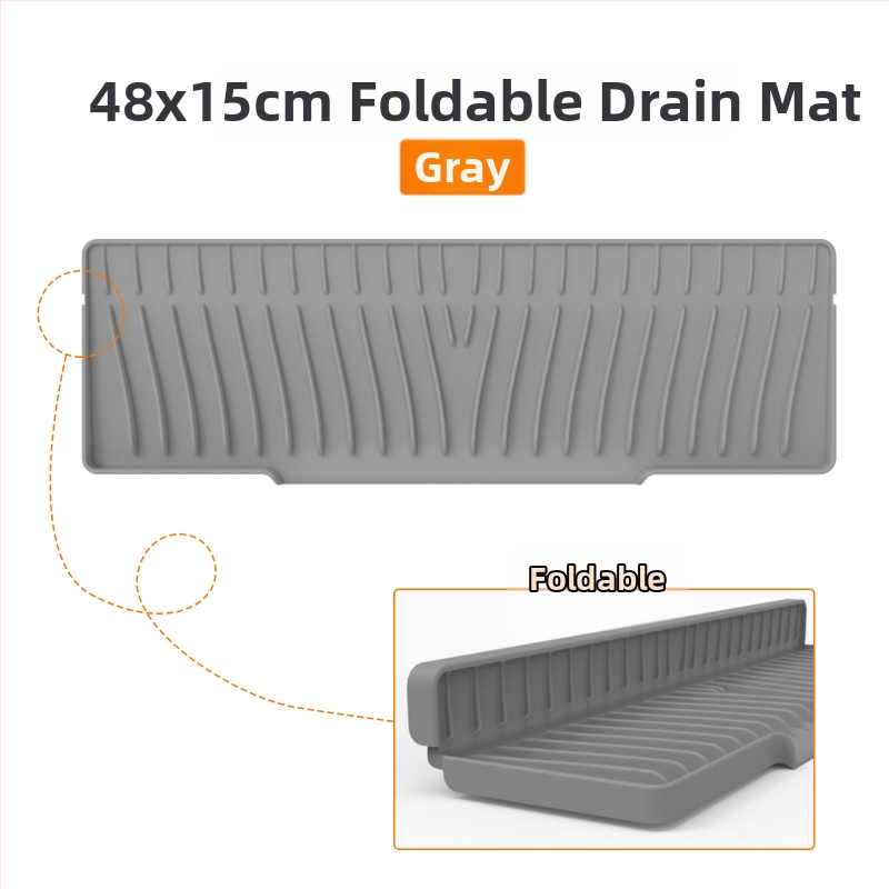 Kvadrātveida silikona drenāžas paliktnis izlietnei ar slīpo drenāžu un šļakstīšanās aizsardzību