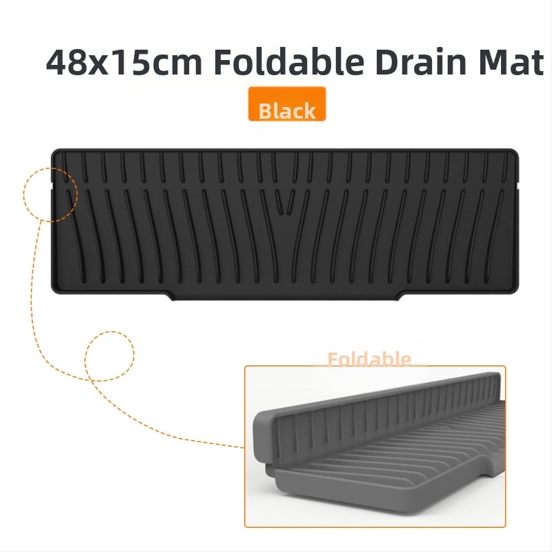 Kvadrātveida silikona drenāžas paliktnis izlietnei ar slīpo drenāžu un šļakstīšanās aizsardzību