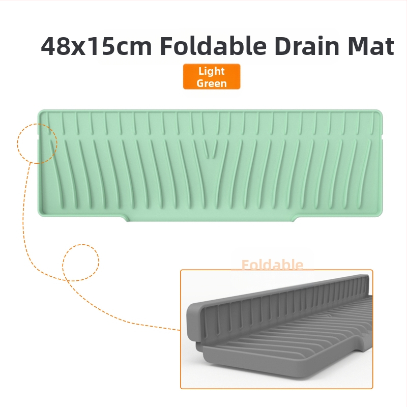 Kvadrātveida silikona drenāžas paliktnis izlietnei ar slīpo drenāžu un šļakstīšanās aizsardzību