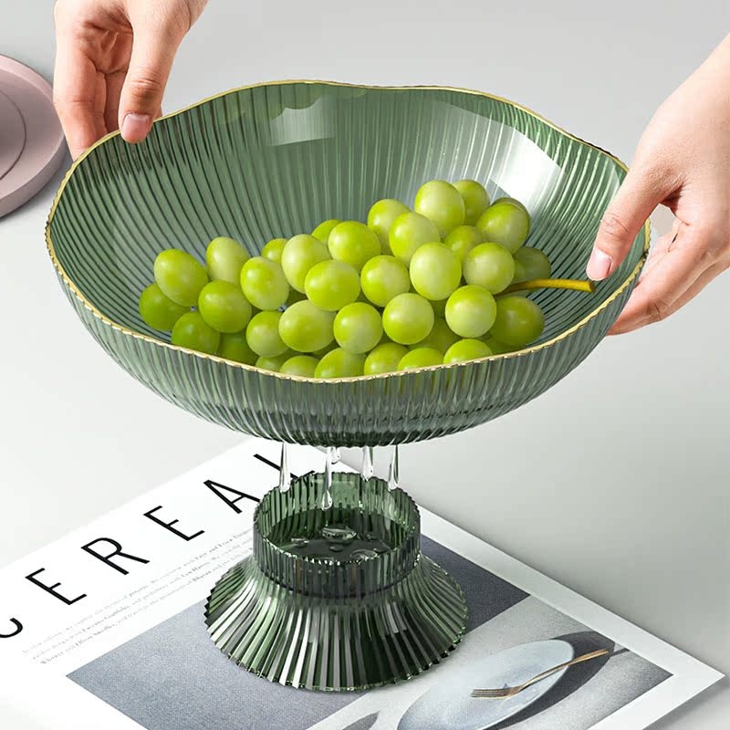 Vaisių lėkštė su nutekėjimo padėklu, plastikinė, šiaurietiško stiliaus, paprastas dizainas svetainei