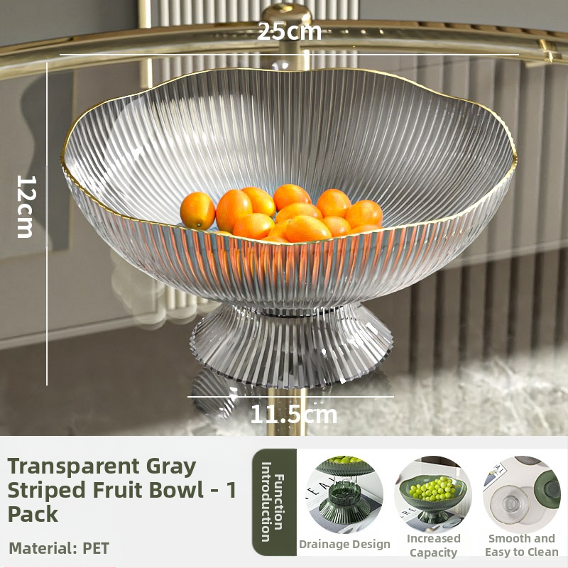 Vaisių lėkštė su nutekėjimo padėklu, plastikinė, šiaurietiško stiliaus, paprastas dizainas svetainei