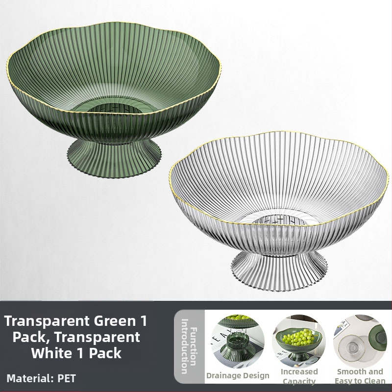 Vaisių lėkštė su nutekėjimo padėklu, plastikinė, šiaurietiško stiliaus, paprastas dizainas svetainei