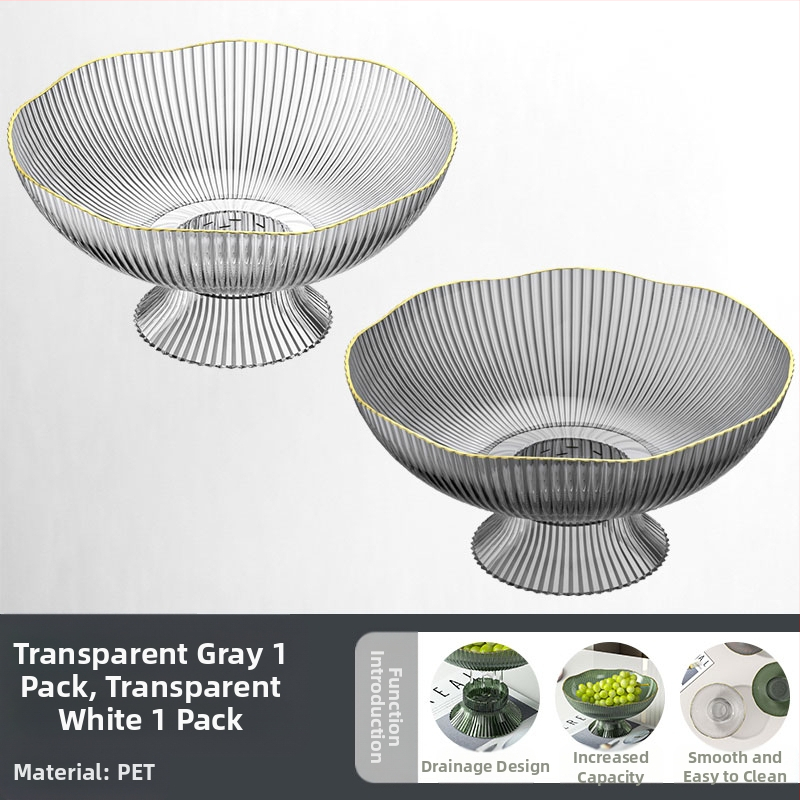 Vaisių lėkštė su nutekėjimo padėklu, plastikinė, šiaurietiško stiliaus, paprastas dizainas svetainei