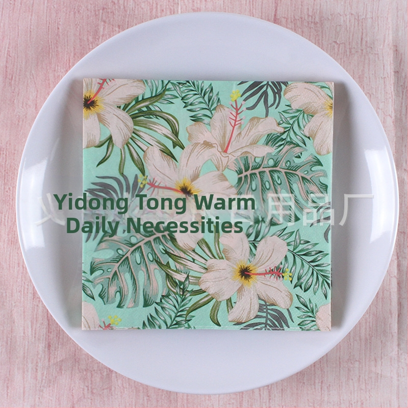 Салфетка със скандинавски стил тропически принт на джунглата, 3-пластова, първична дървесна пулпа, 20 листа, 70 г, печат на лого наличен