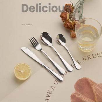 Vaikų peilio ir šakutės komplektas iš nerūdijančio plieno, karikatūrinis lokys, 410 nerūdijantis plienas, veidrodinis poliravimas, pritaikymas įmanomas