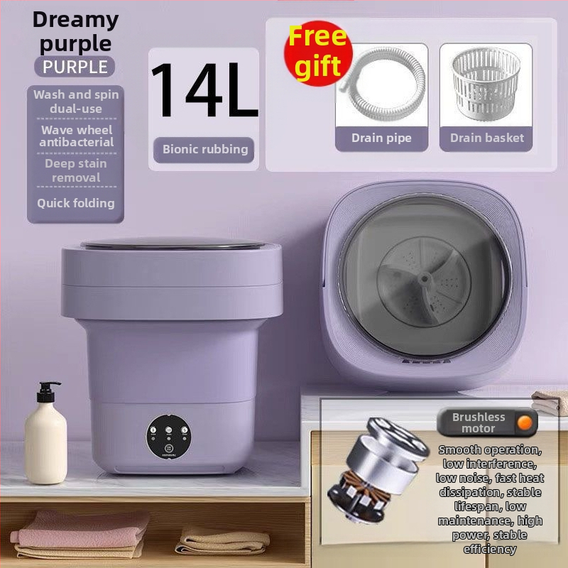 Μίνι πλυντήριο ρούχων με πτυσσόμενο σχέδιο, διπλής χρήσης για εσώρουχα και κάλτσες, κατάλληλο για φοιτητές
