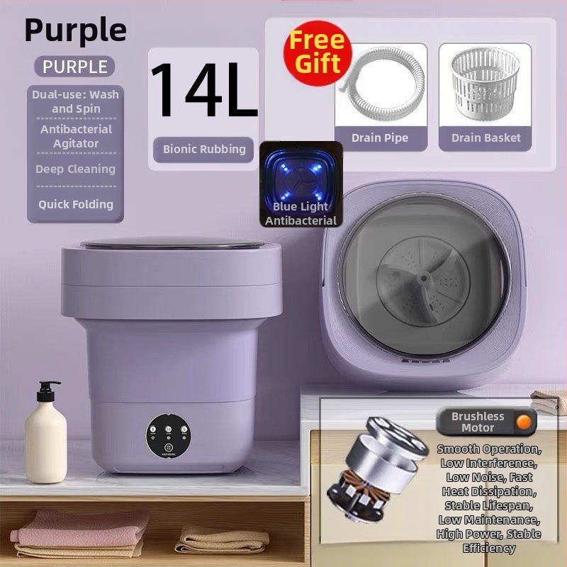 Μίνι πλυντήριο ρούχων με πτυσσόμενο σχέδιο, διπλής χρήσης για εσώρουχα και κάλτσες, κατάλληλο για φοιτητές