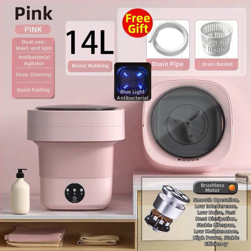 Μίνι πλυντήριο ρούχων με πτυσσόμενο σχέδιο, διπλής χρήσης για εσώρουχα και κάλτσες, κατάλληλο για φοιτητές