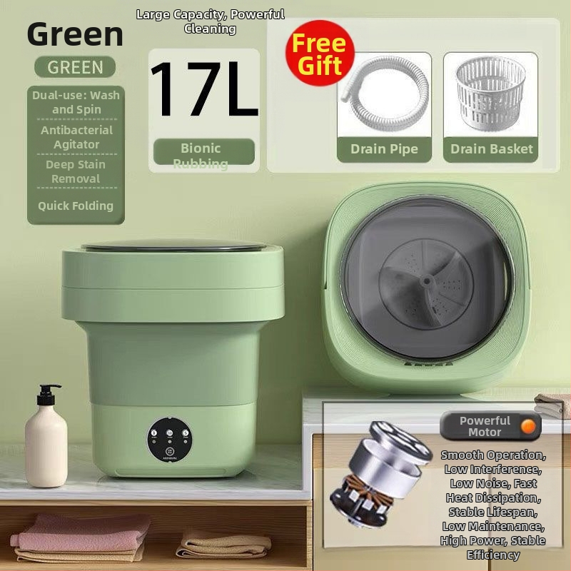 Μίνι πλυντήριο ρούχων με πτυσσόμενο σχέδιο, διπλής χρήσης για εσώρουχα και κάλτσες, κατάλληλο για φοιτητές