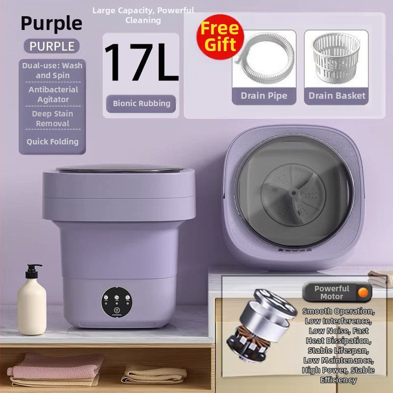 Μίνι πλυντήριο ρούχων με πτυσσόμενο σχέδιο, διπλής χρήσης για εσώρουχα και κάλτσες, κατάλληλο για φοιτητές
